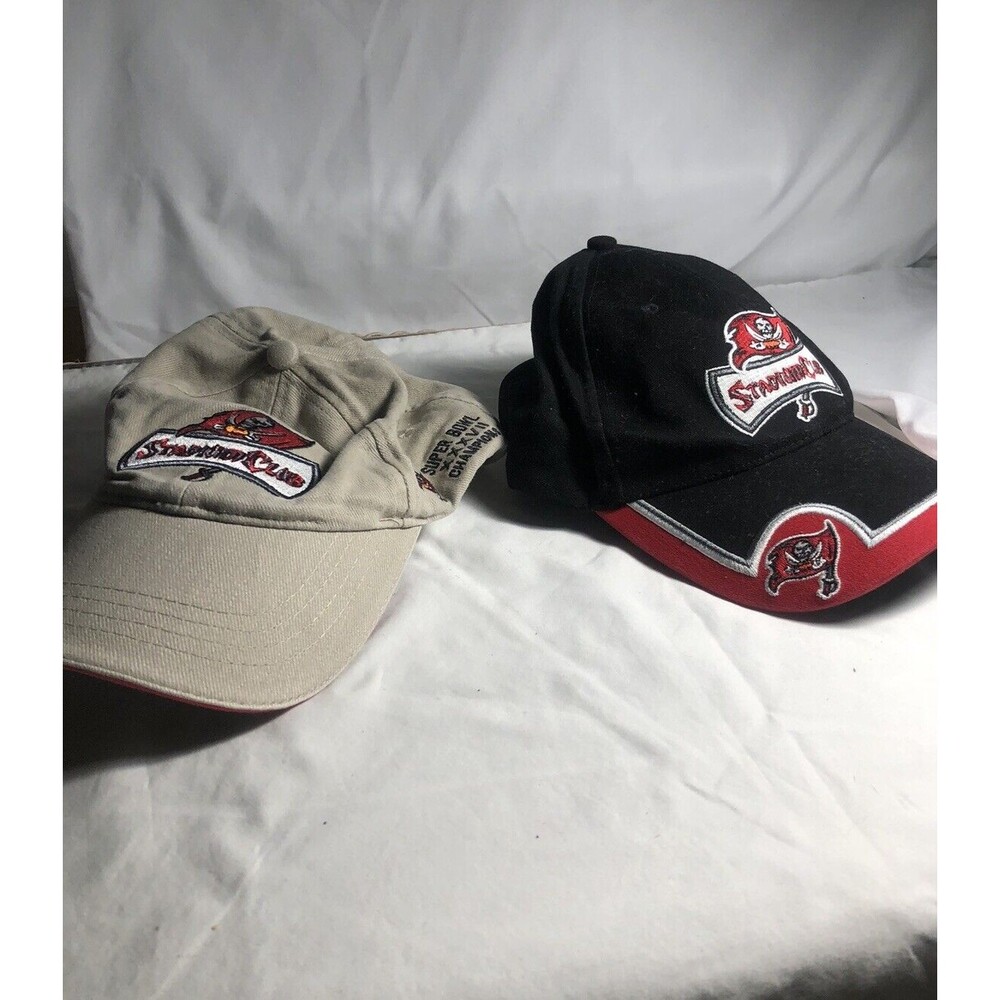 Tampa Bay Bucs Hats Stadium Club 03/04 Grey And Black Adjustable VTG - Lot Of 2
